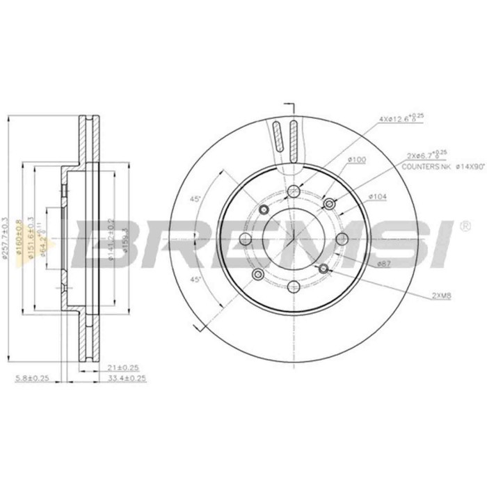CD7610V.JPG Kit Dischi E Pastiglie Freno 30mm Anteriori Honda Jazz Ii 2002-2007 1.3i-dsi S.f. Knorr Ventilato