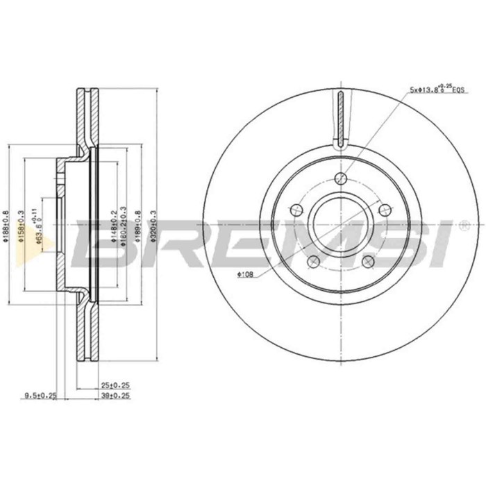 CD7649V.JPG Kit Dischi E Pastiglie Freno 18.3mm Anteriori Volvo C70 Ii Cabriolet 2010-2013 D4 S.f. Ate Ventilato