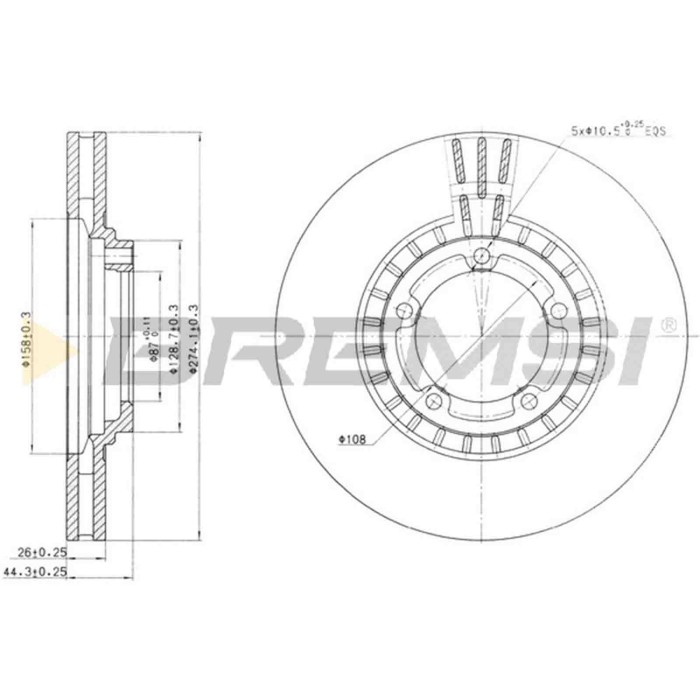 CD7658V.JPG Kit Dischi E Pastiglie Freno 17mm Anteriori Hyundai Highway Van 2000-2004 2.7 V6 24v S.f. Mando Ventilato