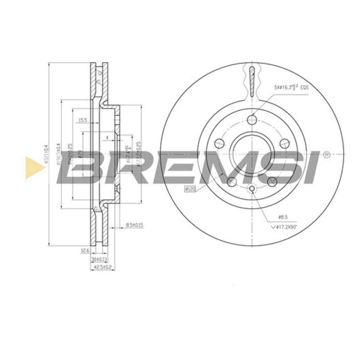CD7722V.JPG Kit Dischi E Pastiglie Freno 18.8mm Anteriori Opel Astra J Gtc 2011-2018 1.4 S.f. Bosch Ventilato