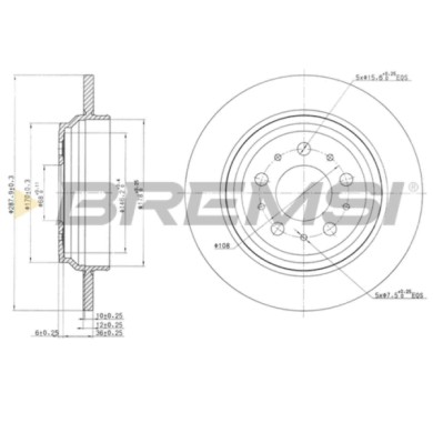 CD7964S.JPG Kit Dischi E Pastiglie Freno 15mm Posteriori Volvo S70 1996-1999 2.4 T5 Awd S.f. Ate Pieno
