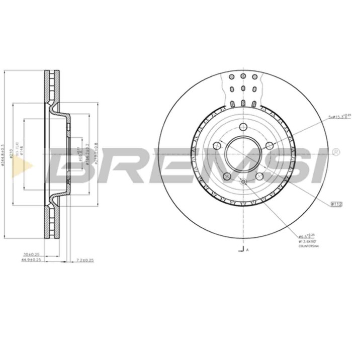 CD7997V.JPG Kit Dischi E Pastiglie Freno 18.5mm Anteriori Audi Q5 2013-2017 2.0 Tdi Quattro S.f. Bendix-bosch Ventilato