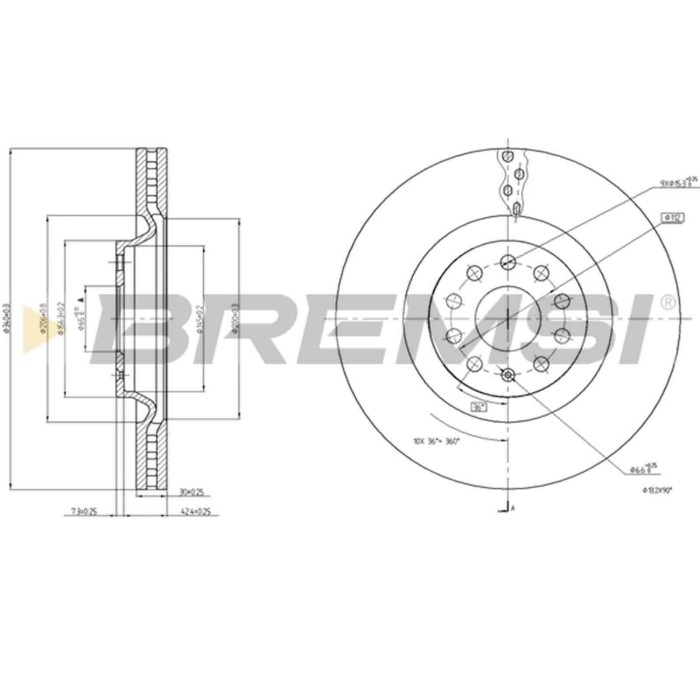 CD8000V.JPG Kit Dischi E Pastiglie Freno 19.2mm Anteriori Skoda Octavia Iii 2013-2020 2.0 Tdi Rs S.f. Ate Ventilato