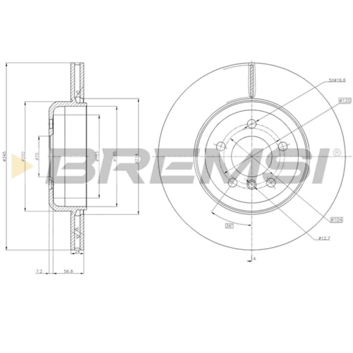 CD8037V.JPG Kit Dischi E Pastiglie Freno 29mm Posteriori Bmw 5 Gran Turismo 2010-2017 530d S.f. Meritor Dle-duco Ventilato