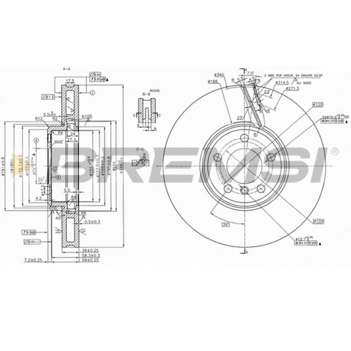 CD8043VRD.JPG Kit Dischi E Pastiglie Freno Anteriori Bmw 5 2010-2016 520d S.f. Ate Ventilato