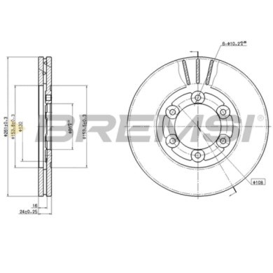 CD8161V.JPG Kit Dischi E Pastiglie Freno 15.2mm Anteriori Kia K2500 2003-2024 2.5 D S.f. Akebono Ventilato
