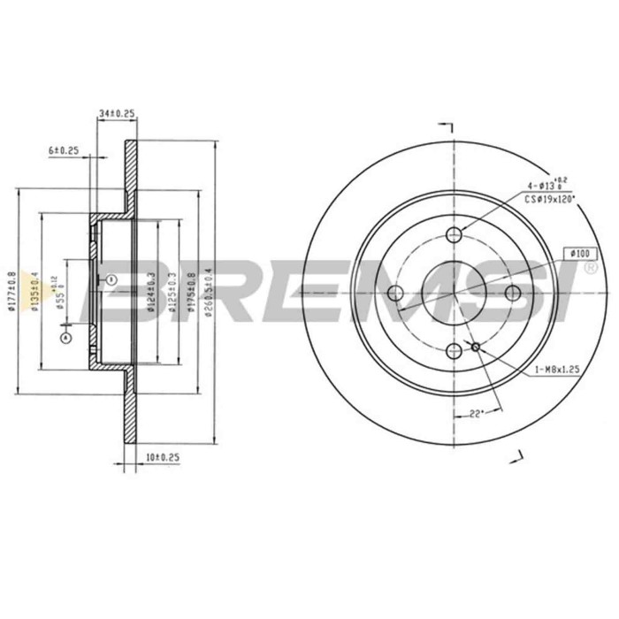 CD8162S_1.jpg Kit Dischi E Pastiglie Freno 29mm Posteriori Mazda 323 F Vi 1998-2001 1.5 16v S.f. Meritor Dle-duco Pieno