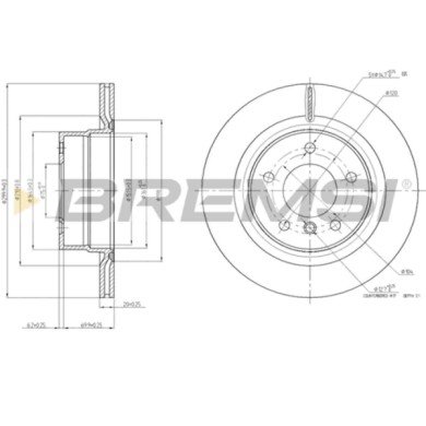 CD8198V.JPG Kit Dischi E Pastiglie Freno 16.2mm Posteriori Bmw 1 Coupé 2007-2013 123d S.f. Brembo Ventilato