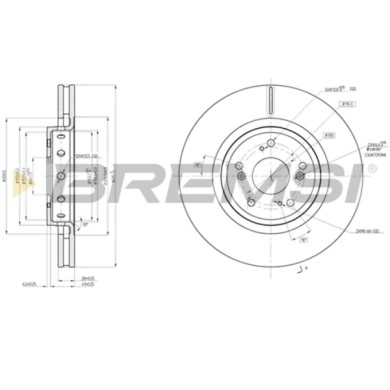 CD8209V.JPG Kit Dischi E Pastiglie Freno 19mm Anteriori Honda Cr-v Iv 2015-2016 1.6i-dtec 4wd S.f. Bosch Ventilato