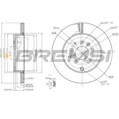 CD8251V.JPG Kit Dischi E Pastiglie Freno 30mm Posteriori Mazda Cx-7 2012-2013 2.2 Mzr-cd Awd S.f. Knorr Sk7 Ventilato
