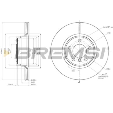 CD8315V.JPG Kit Dischi E Pastiglie Freno 18.2mm Anteriori Bmw 2 Cabriolet 2016-2021 230i S.f. Brembo Ventilato