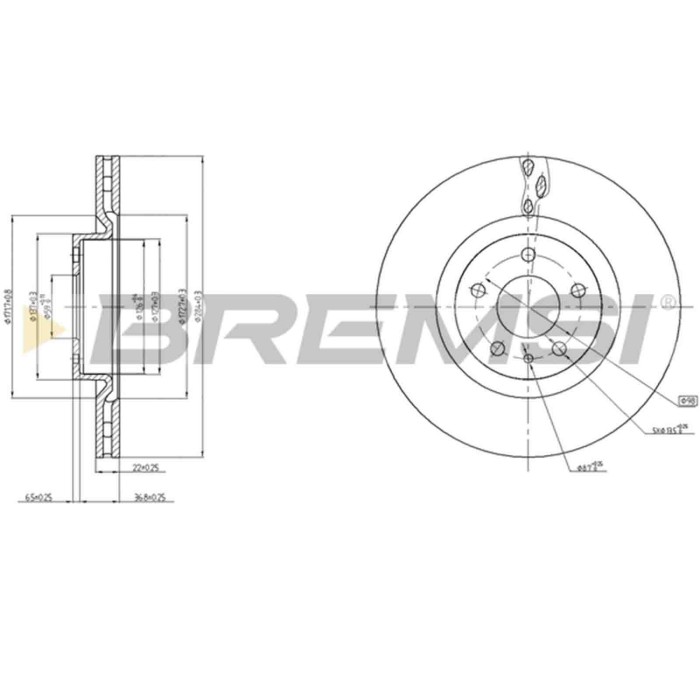 CD8329V.JPG Kit Dischi E Pastiglie Freno 17mm Anteriori Fiat 500l 2012-2024 1.3 D Multijet S.f. Ate Ventilato