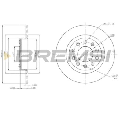 CD8333S.JPG Kit Dischi E Pastiglie Freno 17.8mm Posteriori Alfa Romeo Giulietta 2010-2018 1.4 Tb S.f. Trw Pieno