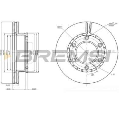 CD8459V.JPG Kit Dischi E Pastiglie Freno 25mm Anteriori Ford Ranger 2006-2012 2.5 Tdci 4x4 S.f. Bendix Ventilato