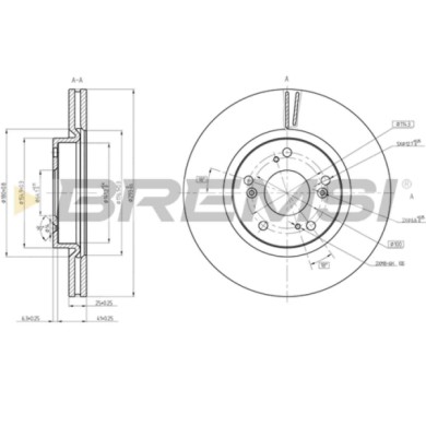 CD8473V.JPG Kit Dischi E Pastiglie Freno 17.3mm Anteriori Honda Civic Ix Tourer 2014-2016 1.6i-dtec S.f. Ate - Teves Ventilato