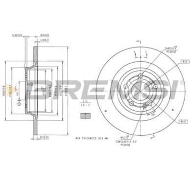 CD8483S_1.jpg Kit Dischi E Pastiglie Freno 17.2mm Posteriori Mercedes-benz Cla 2019-2024 Cla 180 D Pieno