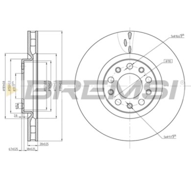 CD8555V.JPG Kit Dischi E Pastiglie Freno 15.9mm Anteriori Alfa Romeo Giulia 2016-2024 2.0 Q4 S.f. Brembo Ventilato