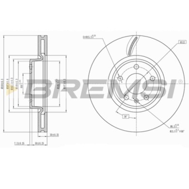 CD8596V.JPG Kit Dischi E Pastiglie Freno 17.6mm Anteriori Audi A6 2018-2024 40 Tdi Mild Hybrid S.f. Brembo Ventilato