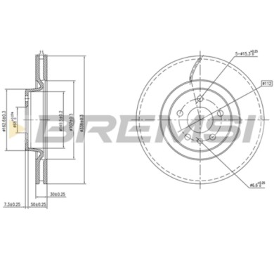 CD8597V.JPG Kit Dischi E Pastiglie Freno 16.8mm Anteriori Audi A4 2015-2024 2.0 Tfsi Quattro S.f. Akebono Ventilato