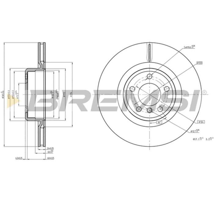 CD8623V.JPG Kit Dischi E Pastiglie Freno 17mm Posteriori Bmw 1 2015-2019 116d S.f. Brembo Autoventilato