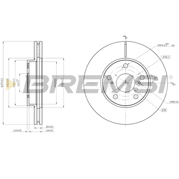 CD8653V.JPG Kit Dischi E Pastiglie Freno 18.7mm Anteriori Toyota Auris 2015-2018 1.2 S.f. Bosch Ventilato
