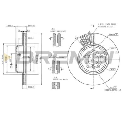 CD9049V_1.jpg Kit Dischi E Pastiglie Freno 18.4mm Anteriori Bmw 5 2016-2023 520d S.f. Trw Ventilato