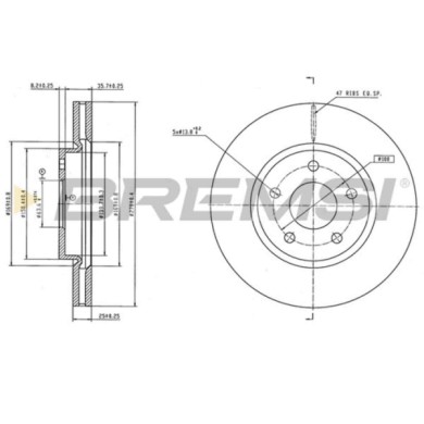 CD9050V_1.jpg Kit Dischi E Pastiglie Freno 17.7mm Anteriori Ford Puma 2019-2024 1.0 Ecoboost S.f. Trw Ventilato
