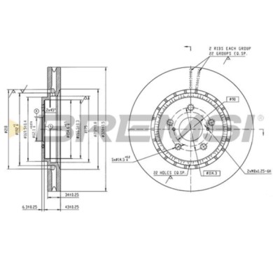 CD9063V_1.jpg Kit Dischi E Pastiglie Freno 18.2mm Anteriori Lexus Rx 2015-2017 200t Awd S.f. Advics Con Ventilazione Esterna