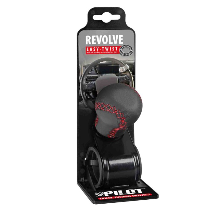 00037-S-01.JPG Revolve Pomello Volante In Pelle Con Cuciture Rosse Staffa Nera Pomelli Volante Accessori Volante