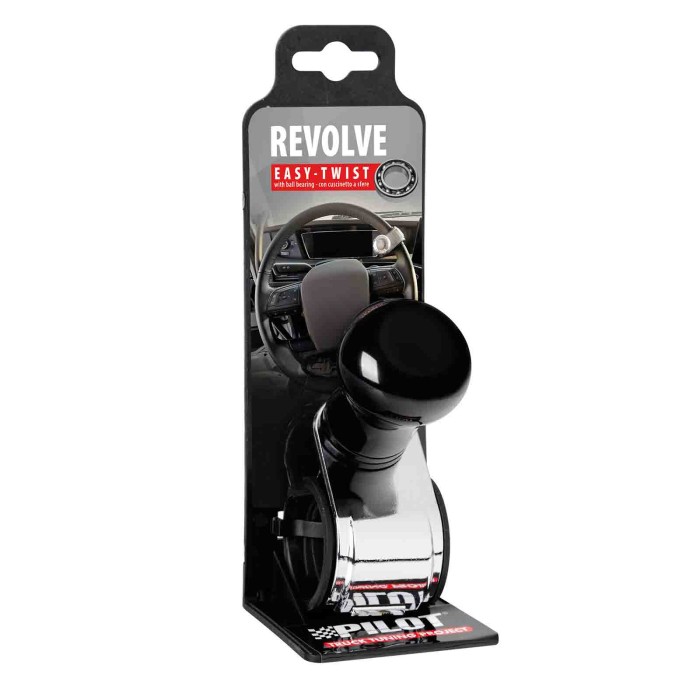 00041-S-01.JPG Revolve Pomello Volante In Alluminio Anodizzato Nero Staffa Cromata Pomelli Volante Accessori Volante