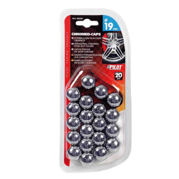 02239-C-01.JPG Chromed Caps Copribulloni In Acciaio Cromato Ø 19 Mm Decorazione Ruote Protezione/estetica
