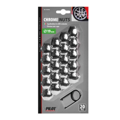 02242-S-01.JPG Chrome Nut Caps 20 Copribulloni Ø 19 Mm Decorazione Ruote Protezione/estetica