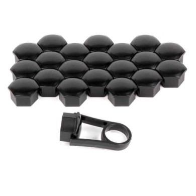 02248-S-01.JPG Black Nut Caps 20 Copribulloni In Abs Ø 17 Mm Decorazione Ruote Protezione/estetica
