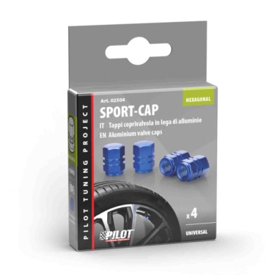 02504-S-01.JPG Sport Cap Hexagonal Set 4 Tappi Coprivalvola Blu Tappi Coprivalvola Protezione/estetica