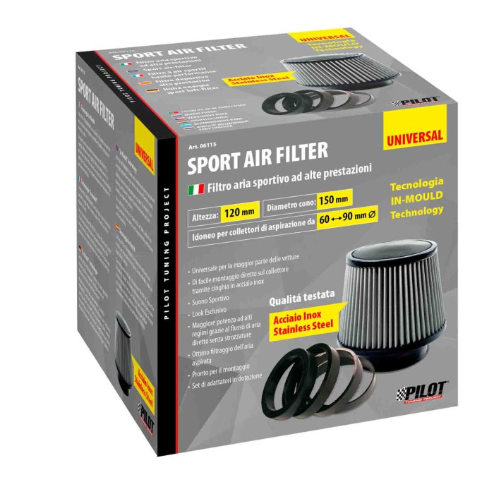 06115-S-01.JPG Filtro Aria Conico Acciaio Inox Filtri Sportivi Filtri Aria Universali