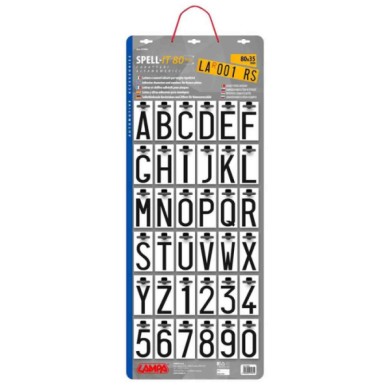 07961-S-01.JPG Spell It Assortimento Completo In Espositore Da 360 Pezzi 80x35 Mm Portatarga Targhe E Contrassegni