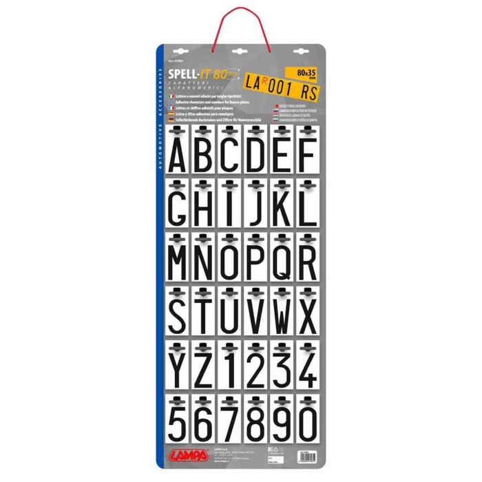 07961-S-01.JPG Spell It Assortimento Completo In Espositore Da 360 Pezzi 80x35 Mm Portatarga Targhe E Contrassegni