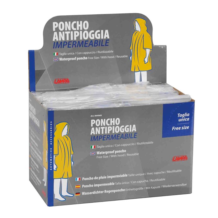 99496D-C-01.JPG Poncho Impermeabile Anti Pioggia Display 24 Pz Pale Da Neve Ghiaccio E Neve