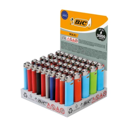 BIC807976-C-01.JPG Accendini Bic Classic Maxi J26. Display Da 50 Pezzi Colori Assortiti Accendini E Accessori Tabacco