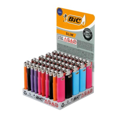 BIC830612-C-01.JPG Accendini Bic Classic Slim J23. Display Da 50 Pezzi Colori Assortiti Accendini E Accessori Tabacco