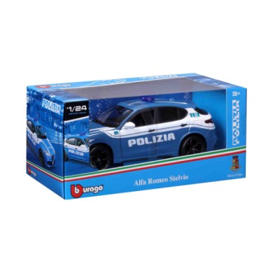 BU18210-C-01.JPG Auto Polizia Alfa Romeo Giulia/stelvio Assortite Burago Scala 1:24 Scatola Vetrina Modellini In Metallo