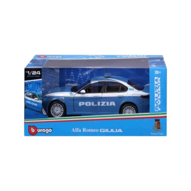 BU18210-C-02.JPG Auto Polizia Alfa Romeo Giulia/stelvio Assortite Burago Scala 1:24 Scatola Vetrina Modellini In Metallo