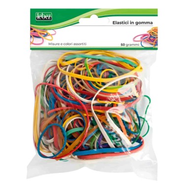 CA2389-C-01.JPG Elastici In Gomma Colorata In Misure Assortite 50 G Cancelleria