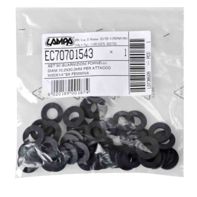 EC70701543-C-01.JPG Set 50 Pezzi Guarnizione In Gomma Ø 10 2x20 3x2 3 Mm Gas Gpl Fornelli E Bombole A Gas