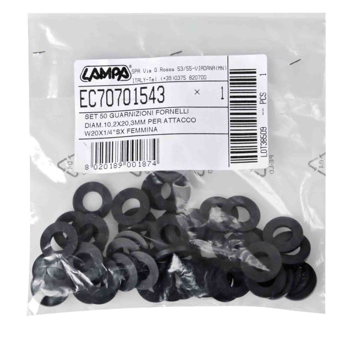 EC70701543-C-01.JPG Set 50 Pezzi Guarnizione In Gomma Ø 10 2x20 3x2 3 Mm Gas Gpl Fornelli E Bombole A Gas