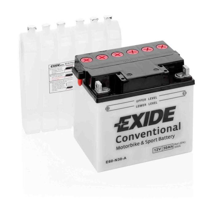 EXE60N30A-S-01.JPG Batteria 12v Exide Bike Conventional 30 Ah 300 A Exide Bike Batterie Per Moto Batterie Exe60n30a