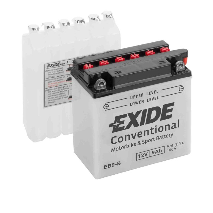 EXEB9B-S-04.JPG Batteria 12v Exide Bike Conventional 9 Ah 100 A Red Rose / Classic Exide Bike Batterie Per Moto Batterie
