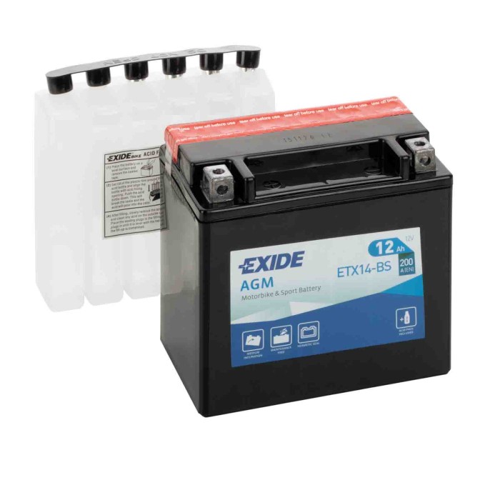 EXETX14BS-S-02.JPG Batteria 12v Exide Bike Agm 12 Ah 200 A Caponord 1200-dorsoduro 1200 Exide Bike Batterie Per Moto Batterie