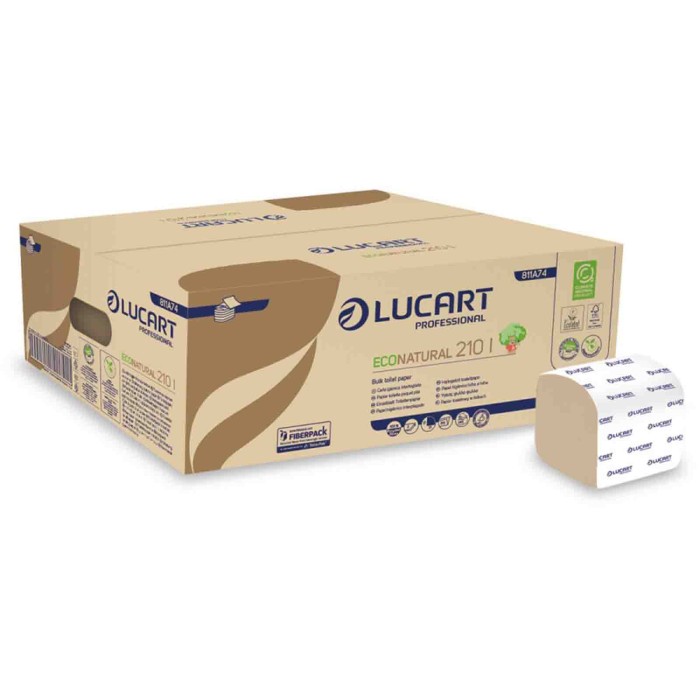 L811A74-S-01.JPG Carta Igienica Interfogliata Lucart Econatural 210 I 2 Veli Avana 210 Fogli Conf. 40 Pacchetti Ricariche Per Di