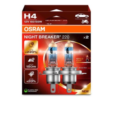 O64193NB2202HB-S-01.JPG 12v Night Breaker 220 H4 60/55w P43t 2 Pz Scatola Plast. Night Breaker 220 12v Osram Alogene